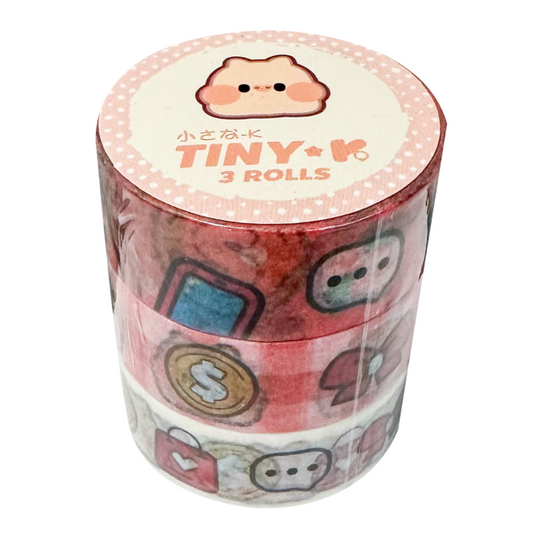 Kenji Land Tiny-Y Pig Washi Tape - 3 Rolls