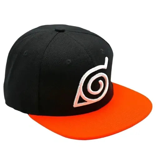 Naruto Shippuden Snapback Cap - Black & Orange - "Konoha"