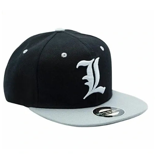 Death Note Snapback Cap - Black & Grey - "L"